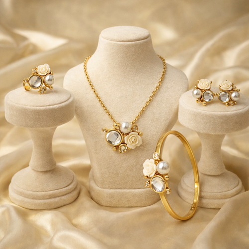 Parure floura 4 pcs | 🌸 طقم مجوهرات أنثوي راقي (4 قطع)